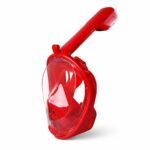 Full Face Snorkeling Mask XL with Snorkel 180° Panoramic View & Dry Top System Red