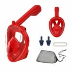 Full Face Snorkeling Mask XL with Snorkel 180° Panoramic View & Dry Top System Red - Image 4