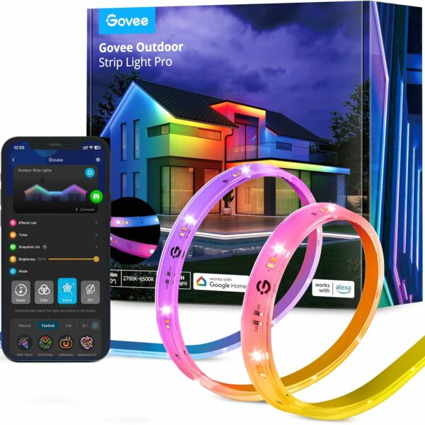 Govee Outdoor LED Strip Smart RGBICWW WiFi & BT Lights 10m (Phantasy)