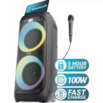 Majority Speakers Portable Karaoke P200 100W Wire Mic BT/USB/RGB UK