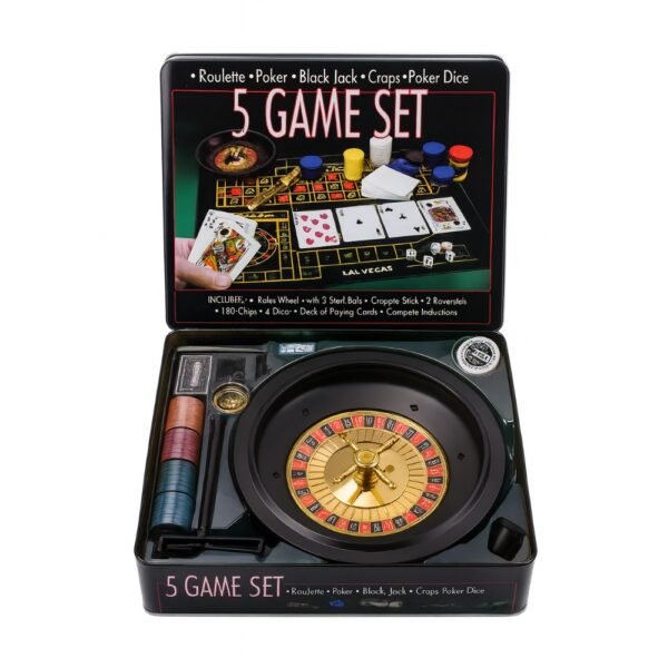 5 σε 1 Σετ Παιχνίδια Καζίνο 80629 Ρουλέττα, Πόκερ, Black Jack, Craps με Chips, Mats, Ζάρια, Κάρτες