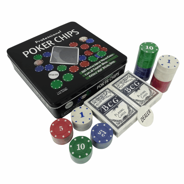 Επαγγελματικό Σετ Πόκερ Chips 80628 100 Τεμάχια με Τράπουλες και Dealer Button