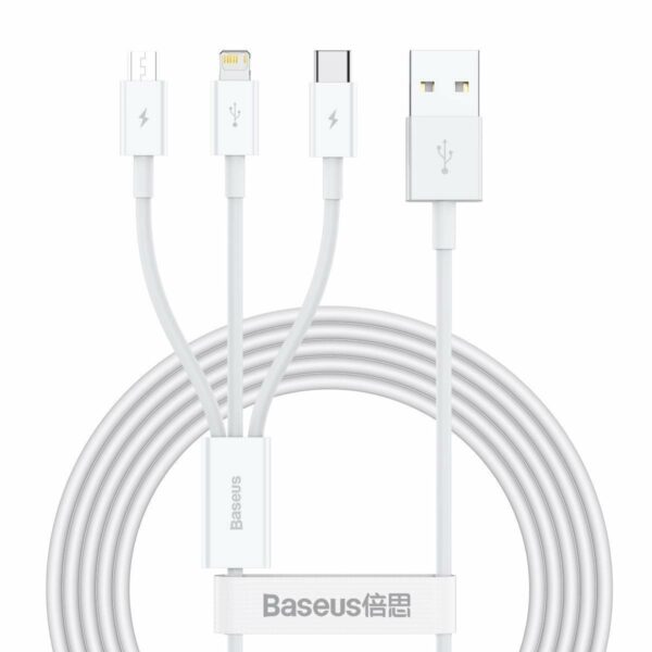 Baseus Καλώδιο Φόρτισης 3 σε 1 Cable Superior Series 3-in-1 1.5m White