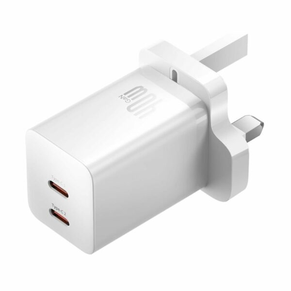 BASEUS Φορτιστής Τοίχου 40W με 2 Θύρες USB-C, Τεχνολογία GaN5 & Προστασία Υπερθέρμανσης
