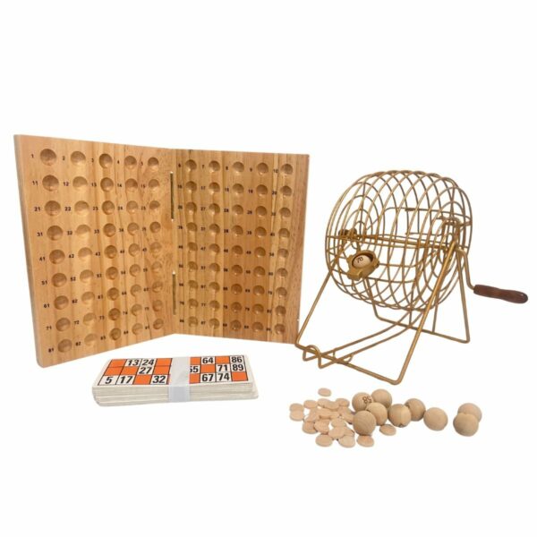BINGO Επιτραπέζιο Παιχνίδι Πλήρες Σετ με Μεταλλικό Κλωβό & Ξύλινες Μπίλιες 6+ Ετών
