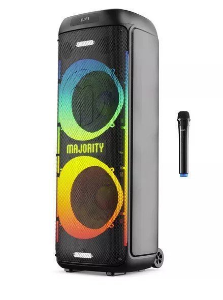 Majority Speakers Portable Karaoke PULSE P5 600W Wireless Mic BT/USB/RGB UK