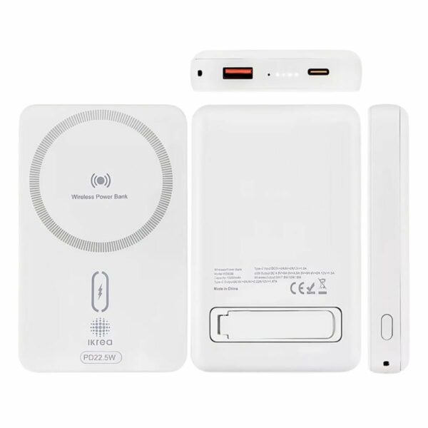 Ikrea 2-σε-1 Μαγνητικό Ασύρματο Power Bank 10000mAh 22.5W με Βάση Στήριξης MagSafe WD9330