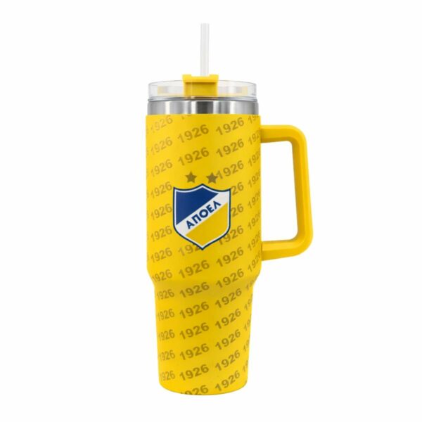 Θερμός Ποτήρι Ταξιδιού 1200ml με Χερούλι & Καλαμάκι Αποέλ 1926 Κίτρινο