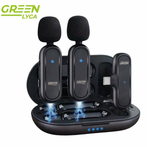 Green Lyca Σετ 2 Ασύρματων Lavalier Μικροφώνων USB-C με AI Noise Cancelling για Live & Video GL69664