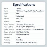 Vention Powerbank Wireless Magnetic 10000mAh 20W Black FHNB0 - Image 3