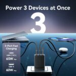 Vention Charger Wall GaN 65W 2xUSBC 1xUSBA Black FERB0-UK - Image 5