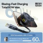 Baseus Car Charger 30W VR2 with Retractable Cable Black - Image 2