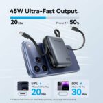 Vention Powerbank 10000mAh 45W Built-in USB-C & Lightning Cables FKMH0 Grey - Image 4