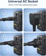 Baseus Charger Wall 70W EnerCore CG11 Universal Travel Adapter with Retractable Cable s Black - Image 4