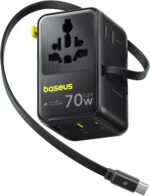 Baseus Charger Wall 70W EnerCore CG11 Universal Travel Adapter with Retractable Cable s Black