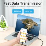 Vention Cable USB-A 2.0 to USB-C U-Shaped 5A Braided 1.0m COHHF - Image 7