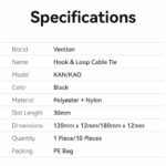 Vention Cable Organiser Hook & Loop Cable Tie 120mm 10 Pcs KANB0-10 - Image 5