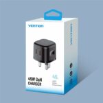 Vention Charger Wall GaN 45W 2xUSBC Black FESB0-UK - Image 2