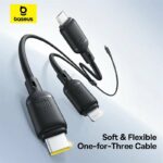 Baseus Cable 3in1 USB-C/Micro/Light to USB-C Silky One-for-Three 100W 1.5m Black - Image 3