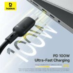 Baseus Cable 3in1 USB-C/Micro/Light to USB-C Silky One-for-Three 100W 1.5m Black - Image 4