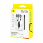 Baseus Cable 3in1 USB-C/Micro/Light to USB-C Silky One-for-Three 100W 1.5m Black - Image 7
