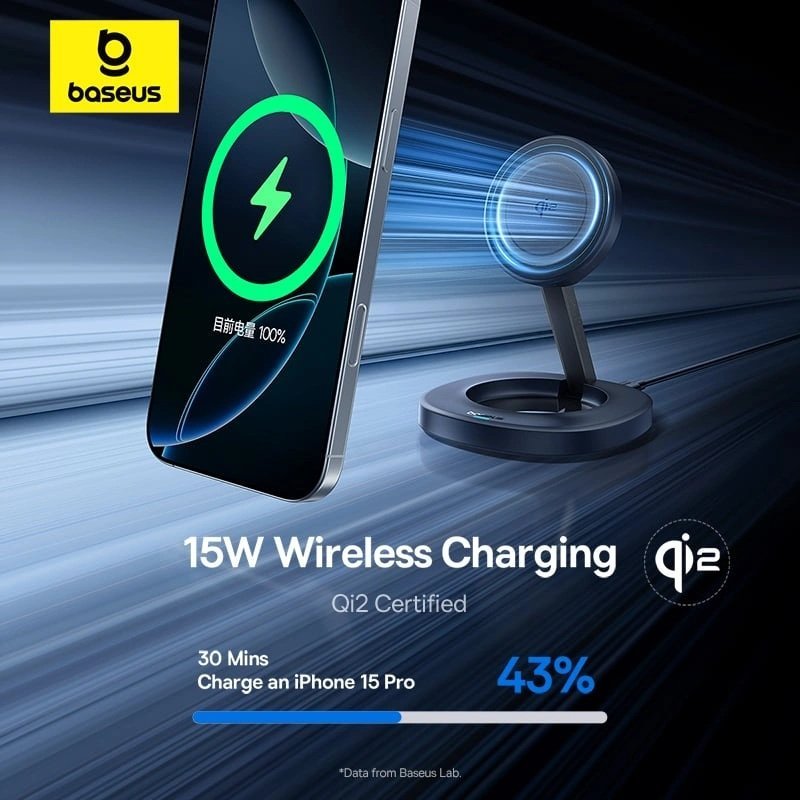 Baseus Charger Desktop Wireless 15W Qi2 Incl Cable+20W Charger ENERFILL FF11 - Image 2