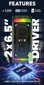 SonicGear Portable Karaoke Speaker 2 x 6.5” BT/USB/RGB 2x Mics Audiobox BBX1300 - Image 3