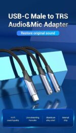 Vention USB-C to 2×3.5mm TRS Cable Adaptor 0.3m BGPHY - Image 2