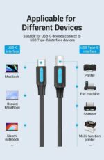 Vention IT Cable USB-C 2.0 to USB-B Male for Printer 2.0m CQUBH - Image 2