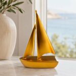 Διακοσμητικό Καράβι 25cm με Μοντέρνο Ναυτικό Σχεδιασμό Χρυσό - Image 3